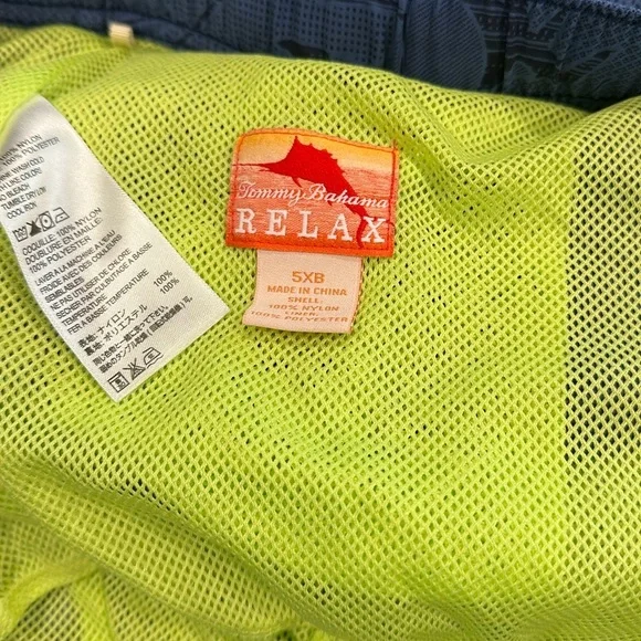 Tommy Bahama Dark Blue Leaf Pattern Swim Trunks - Picture 13 of 14